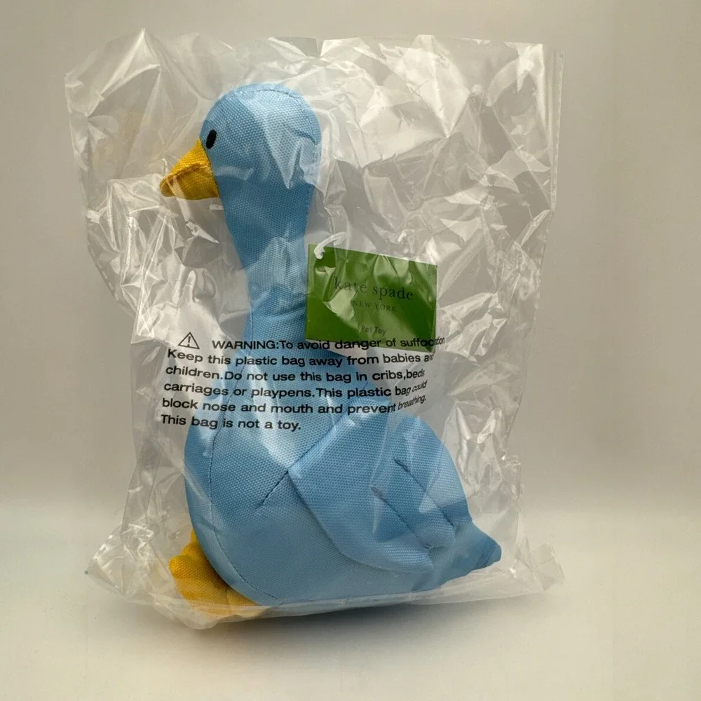 Kate Spade‎ New York Blue Duck Goose Dog Pet Plush Squeaky Chew Toy NWT